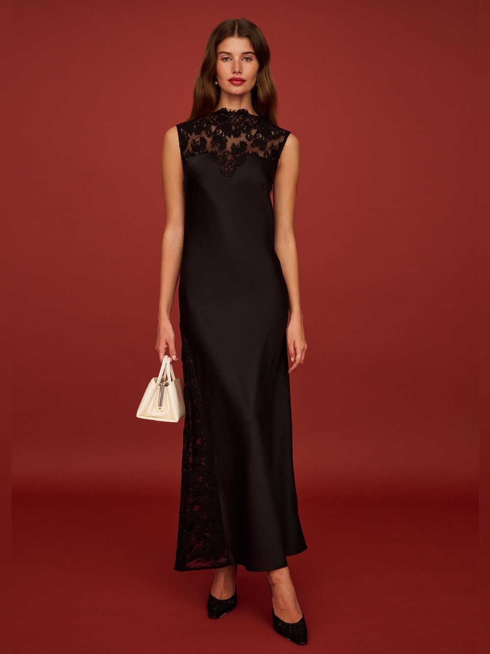 Few Moda Natalia Dress Sleeveless Black Lace-Trim Evening Gown size 4